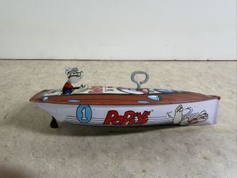Schylling, 1996 Popeye Wind-Up Tin Toy Speedboat NICE without box