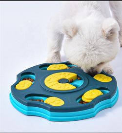 Interactive Dog Puzzle Feeder Toy Treat Dispenser, Sliding Compartments, PP Plastic