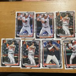 2024 BOWMAN BALTIMORE ORIOLES 7 CARD LOT With ROOKIES 