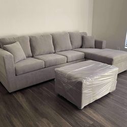 💥 Brand New Grey Sectionals With Free Ottoman 