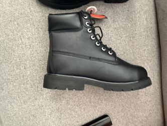 Black Leather Lace-Up Work Boot