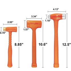 XtremepowerUS 3-Pieces Dead Blow Hammer Set, Brass Hammer, Ball-Peen Hammer, and Dead Blow Hammer, Unibody Checkered Grip, Spark & Rebound Resistant