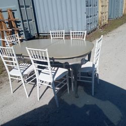 Six Chairs And Table All Wood 