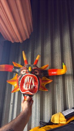 Hand-Painted Folk Art Devil Mask
