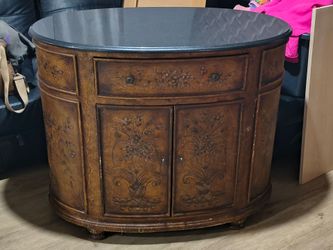 Oval Cabinet with Black Stone Top