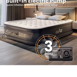 Full Air Mattress with Built-in Pump, 18" Raised Blow Up Mattress, 600 lbs Max Honeycomb Air Bed, 48Hr Leak-Proof Test, 3min Inflatable Mattress for H