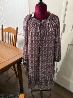 Max Studio Boho Paisley Print Long Sleeve Dress new