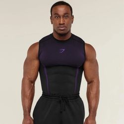 Gymshark Onyx 5.0 Seamless Tank Black/Athletic Purple Size Medium  