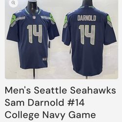 Men's Seattle Seahawks Sam Darnold #14 College Navy Game Player Jersey