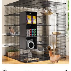 Cat Cage Indoor Large with Storage Cube DIY Outdoor Cat Enclosures Metal Cat Playpen with Hammock Platforms for 1-4 Cats 5 Tiers