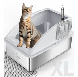 Aiperro XL Stainless Steel Cat Litter Box