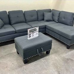 BRAND NEW 3PCS SECTIONAL SOFA SET WITH OTTOMAN AND ACCENT PILLOWS INCLUDED $399