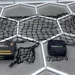 Brand New Rhino USA Bungee Cargo Net Set - Ultimate Cargo Accessory Includes Carry Case, Carabiners, 4' x 6’ Net, 15" x 15" Mini-Net. For pickup truck