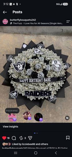 Raiders Themed Money Bouquet Gift Arrangement