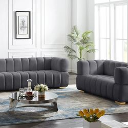 Gwen Grey Velvet Living Room Set

