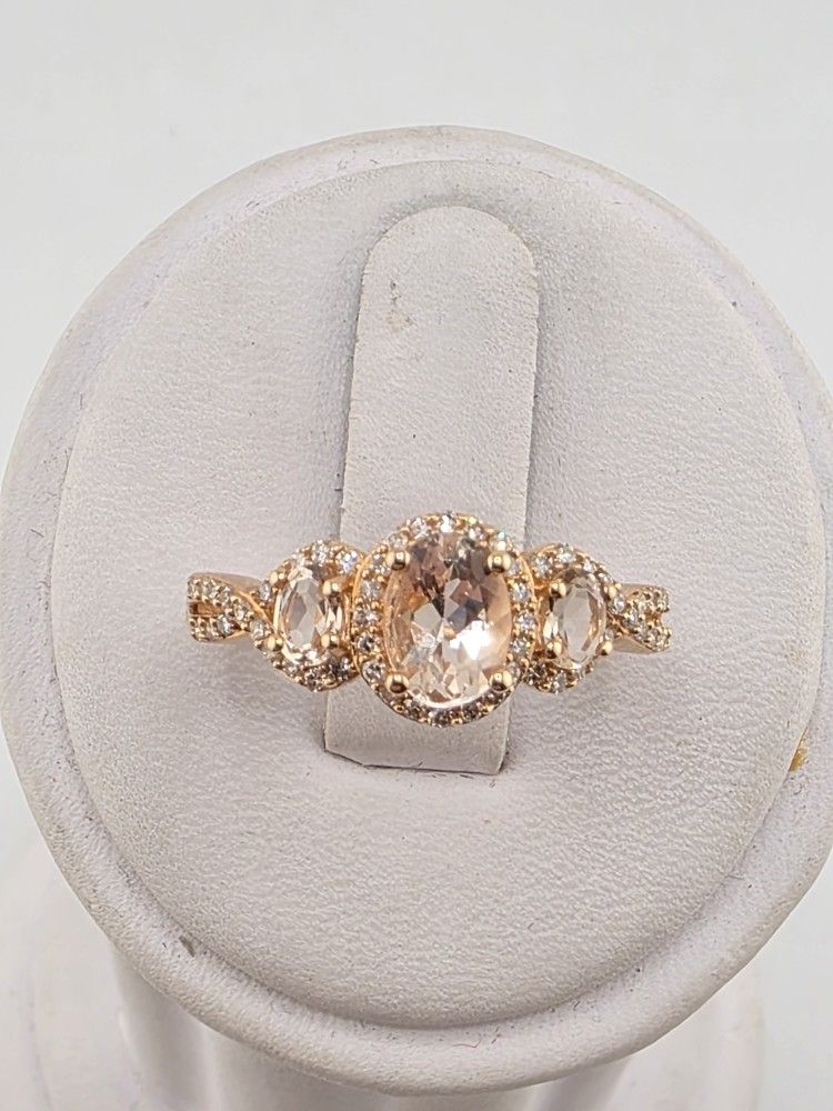 14k rose gold morganite and diamond ring