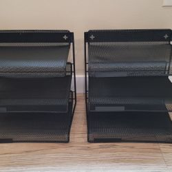 Office Heavy duty black metal mesh paper tray holders
