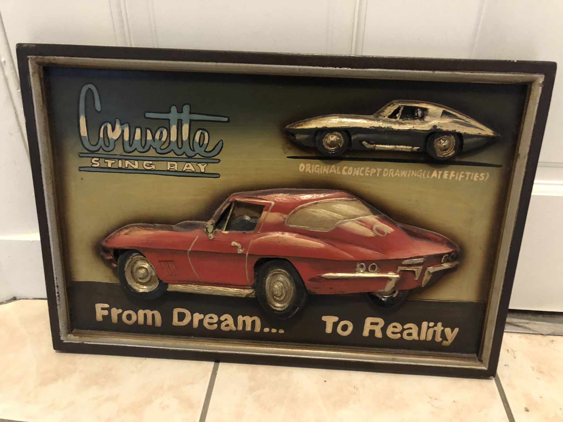 Wooden Chevrolet Corvette Artwork