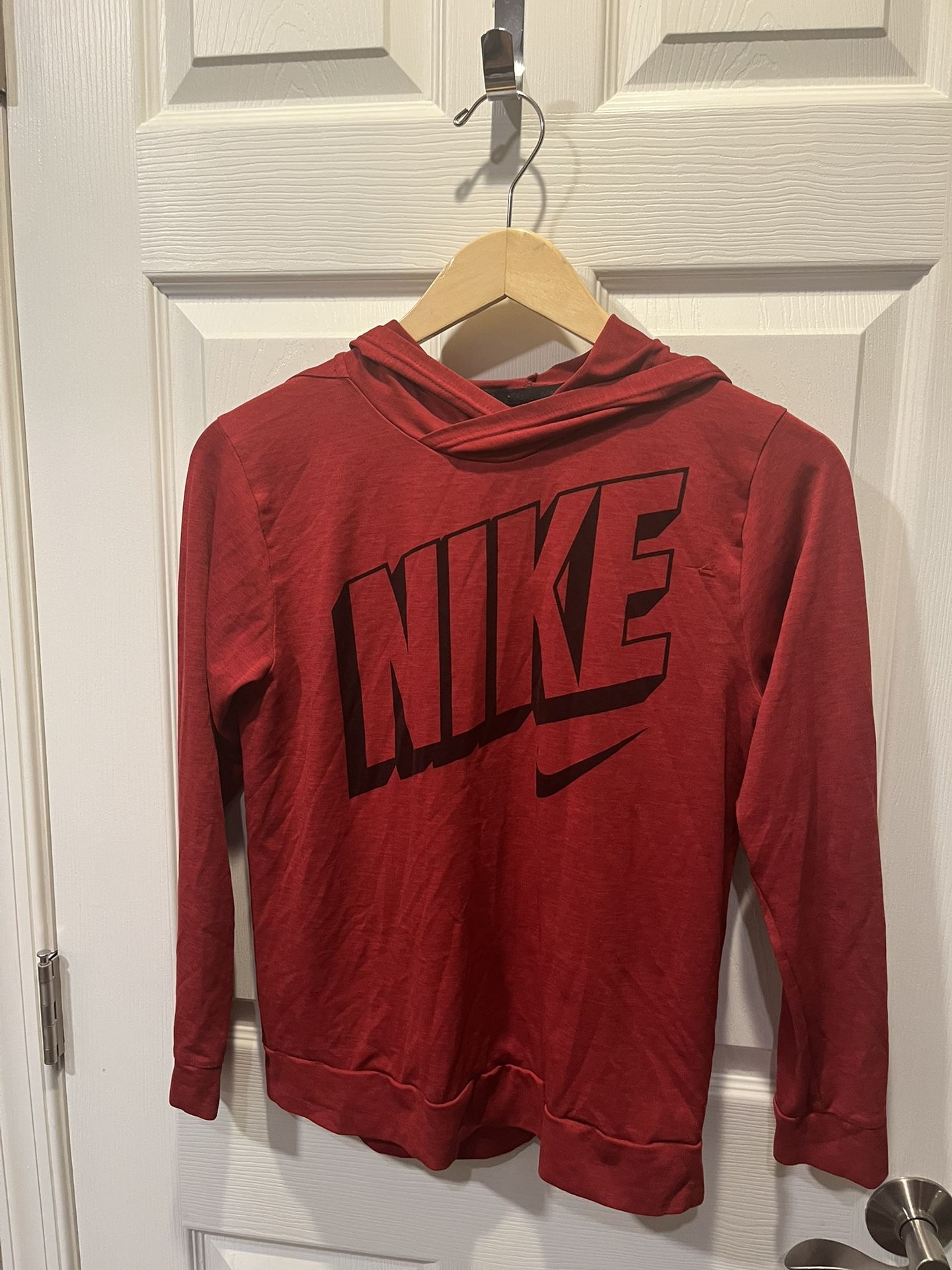 Kids Nike Red Dri-FIT Long Sleeve Hooded Tee, Size: Large (L)