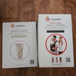 Original ERGOBABY CARRIER AND INFANT INSERT, BRAND NEW