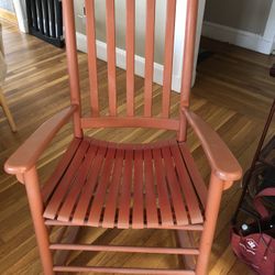 Red Solid Wood Rocking Chair 