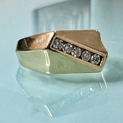👑 14 Karat Yellow Gold Mens .35ct Diamond Dress Ring