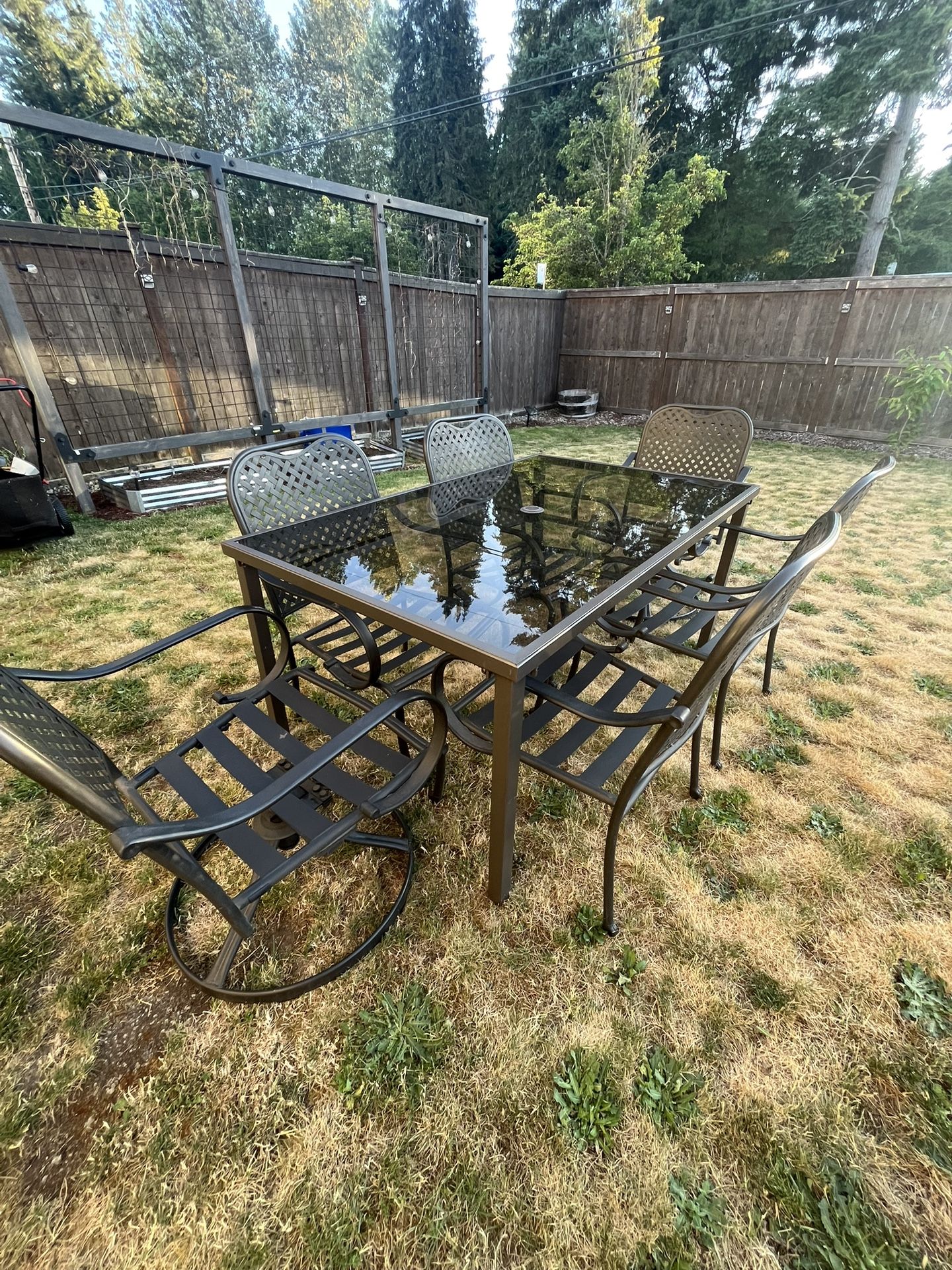 Glass Patio Table With 6 Chairs