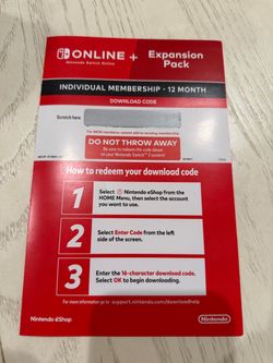 12 Month Nintendo Switch Online + Expansion Pack