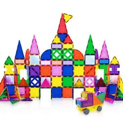 152PC Magnetic Tiles Building Block Toy Building Block Magnets Construction Sensory Toys Gifts Set for STEM Educational Playset Kid Brain Development