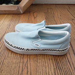 Vaks classic slip on check foxing cool blue men's size 7 / women size 8.5