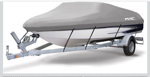MSC Heavy Duty Oxford Ployester Made Trailerable Boat Cover,Fits V-Hull,Tri-Hull, Runabout Boat Cover (Model B - Length:14'-16' Beam Width: up to 90",