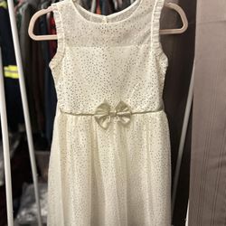 10Y Shiny Gold And White Dress