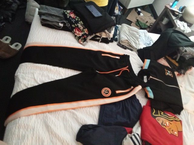 Large Black Orange and White Hermes Paris Jogger Pants Size XL