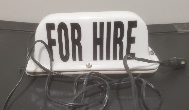 Magnetic FOR HIRE Light Up Sign w/ Adapter