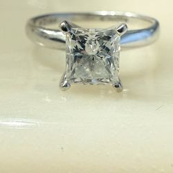 Diamond Ring princess cut 14k white gold mounting