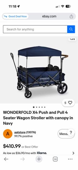 Wonderfold X4 Push Pull 4-Seater Wagon Stroller Navy