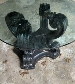 Glass topped dining table
