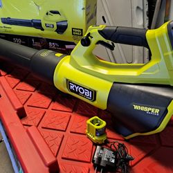 ONE+ HP 18V Brushless Whisper Series 130 MPH 510 CFM Cordless Battery Leaf Blower with 40 Ah Battery and Charger