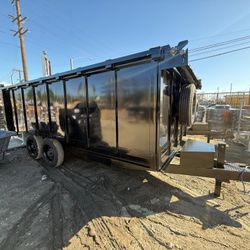 DUMP TRAILER 16X8X4 FRAME 8" WIDE HEAVY DUTY 8 LUGS,SET RAMPS, ROLLING TARP, SPARE TIRE,SCISSOR HOIST 7 TON,TOOL BOX FOR ANY QUESTION TEXT ME PLEASE H