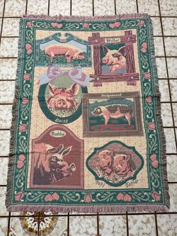 Goodwin Weavers Pig Tapestry Throw Blanket