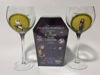 The Nightmare Before Christmas Trivial Pursuit & 2 Wine Goblets