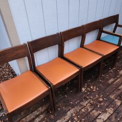 5 vintage MCM mod 60s dining occasional chairs mid century modern oak brown orange turquoise 

Great set of four chairs plus extra 5th. 