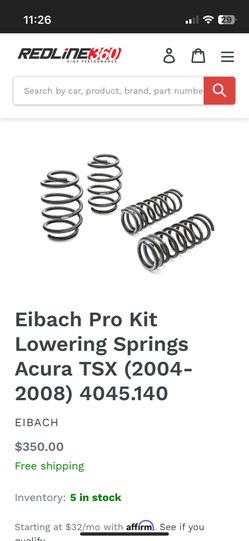 Eibach Pro Kit Lowering Springs Acura TSX (2004-2008)