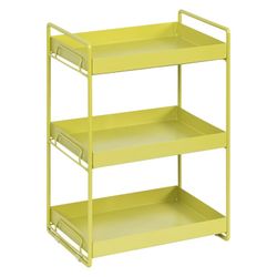 New (Metal), 3 Tier, Bathroom Standing Rack, Under Sink Organizer, Bath Collection Baskets with Non-slip, Multi-purpose Under Cabinet Storage Shelf,