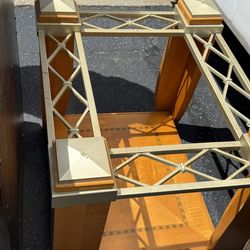 Glass Top End Table – Wood & Metal Base