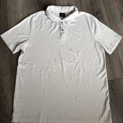 14th & Union Polo Shirt Mens L Biege Short Sleeve 100% Cotton Casual Collared