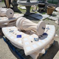 Concrete Mosaic Picnic Table with 3 Benches/ Outdoor Patio Furniture