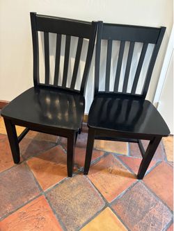 2 Black Solid Wooden Chairs