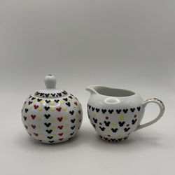 Mickey Mouse Sugar and Creamer Set - White with Red, Yellow, and Black Accents