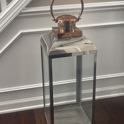 Large Candle Holder Silver And Copper 